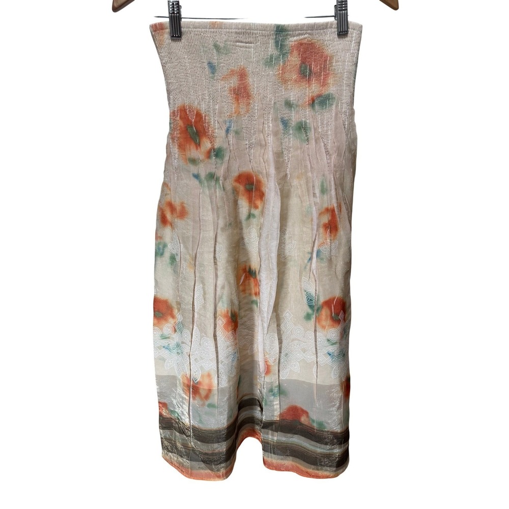 Lapis Convertible Skirt Tube Dress Womens One Size Floral Smocked‎ Boho Spring